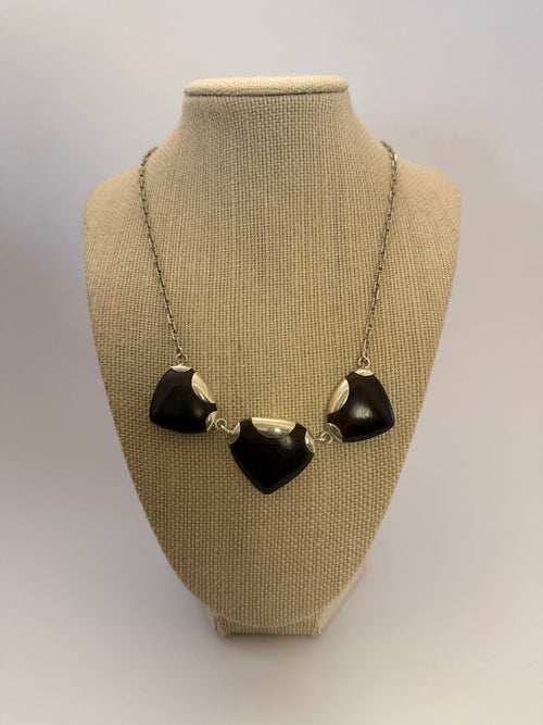 Silver and Ebony Heart Necklace