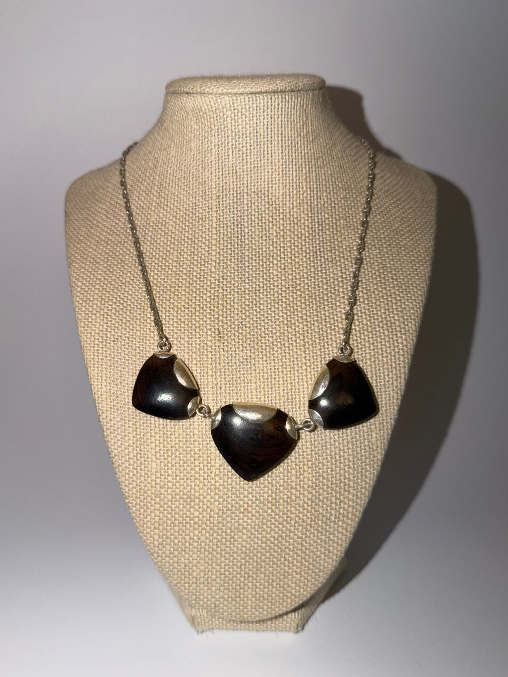 Silver and Ebony Heart Necklace