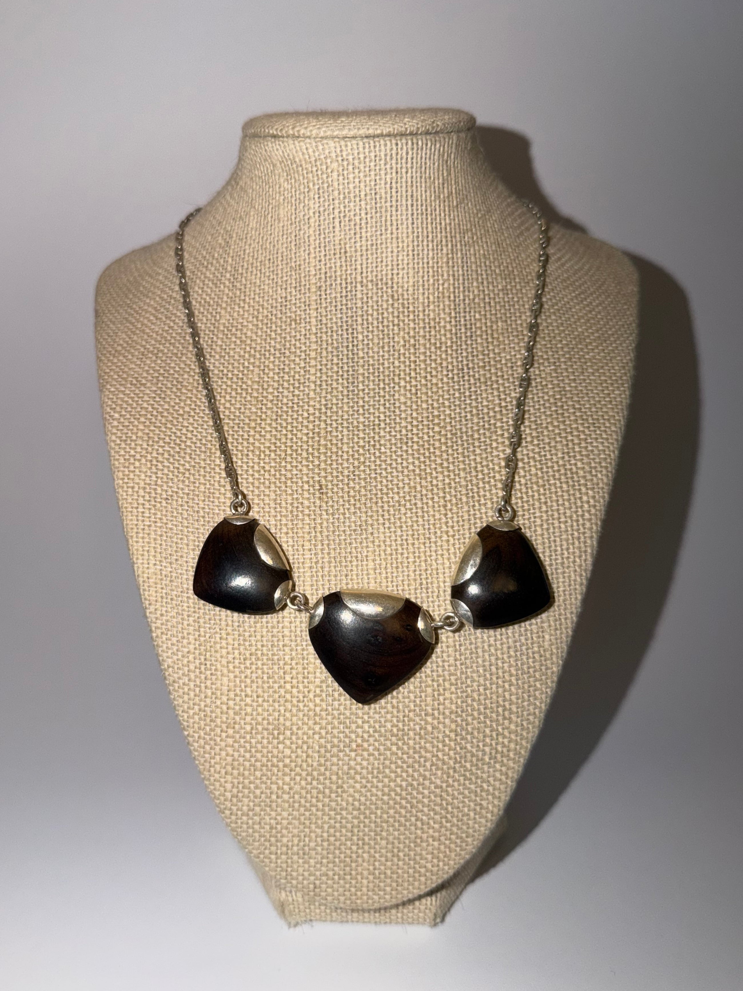 Silver and Ebony Heart Necklace
