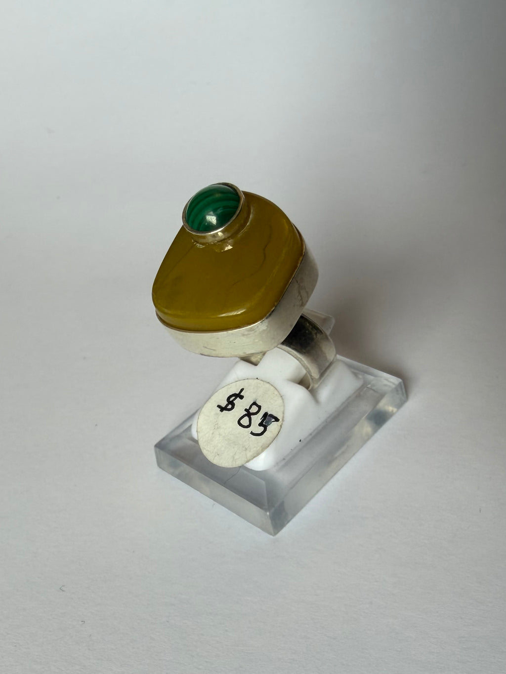 Agate and Malachite Statement Ring