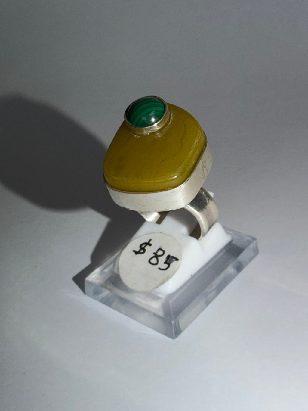 Agate and Malachite Statement Ring